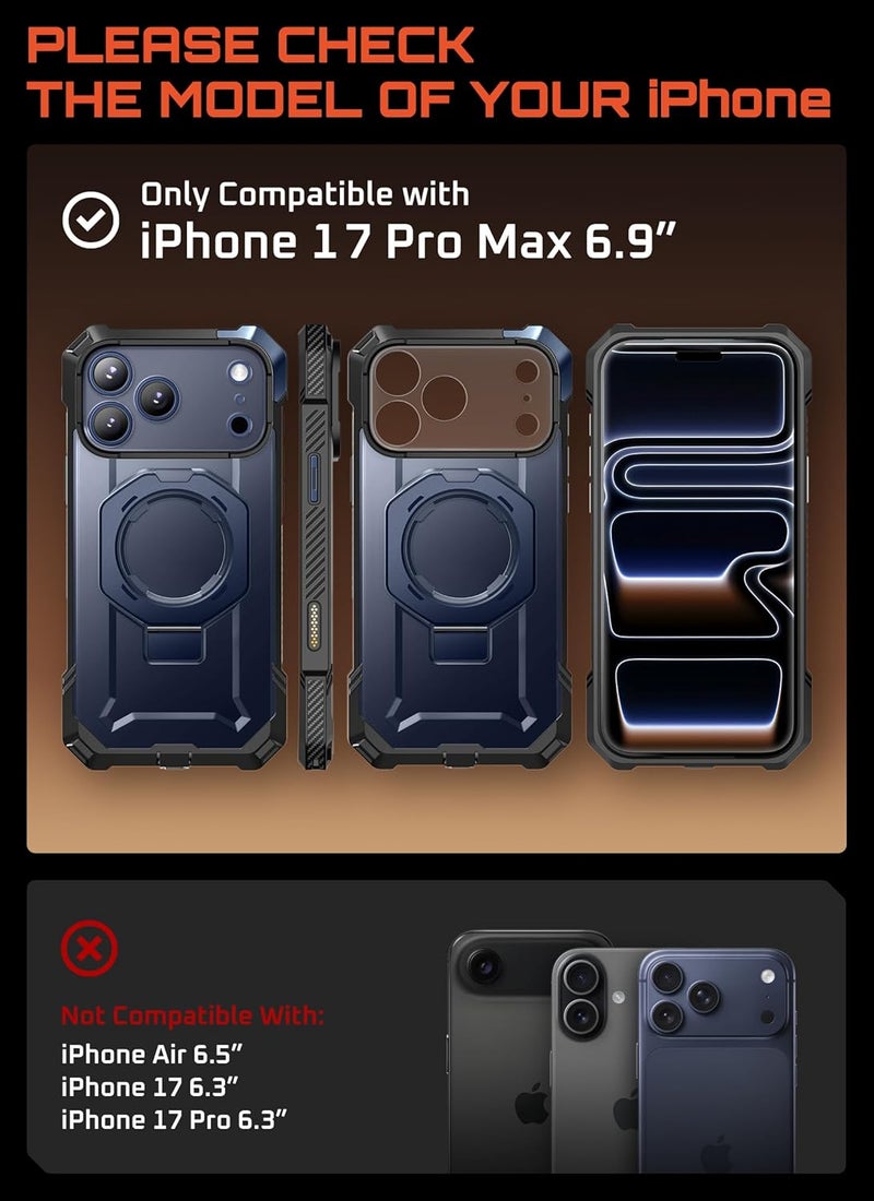 SupCase for iPhone 17 Pro Max Case with Kickstand (Unicorn Beetle Grip), [Camera Control Cover] [Compatible with MagSafe] [Military-Grade Drop Protection] Heavy Duty Magnetic Phone Case, Azure - Image 2